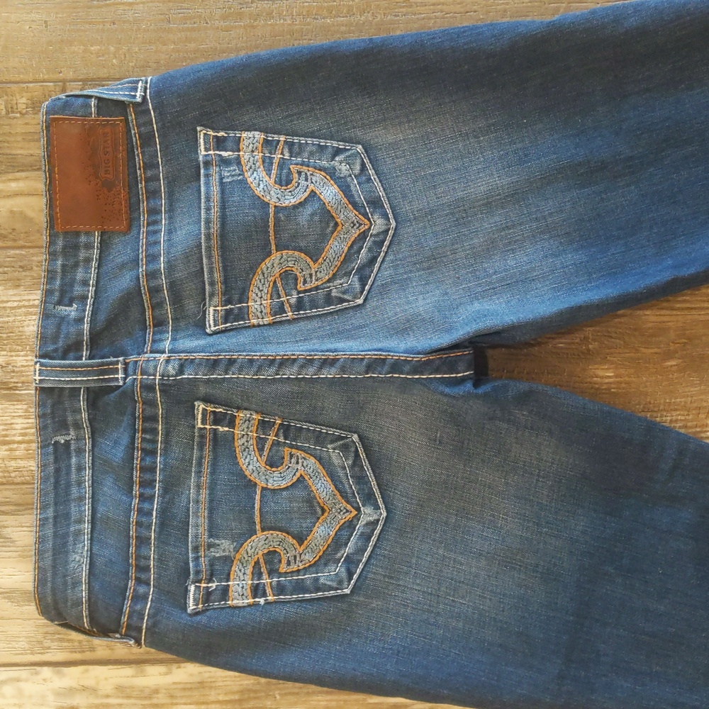 BIG STAR Nina mid-rise straight medium wash jeans The Buckle 27L sz 27x36L TALL - Picture 3 of 16